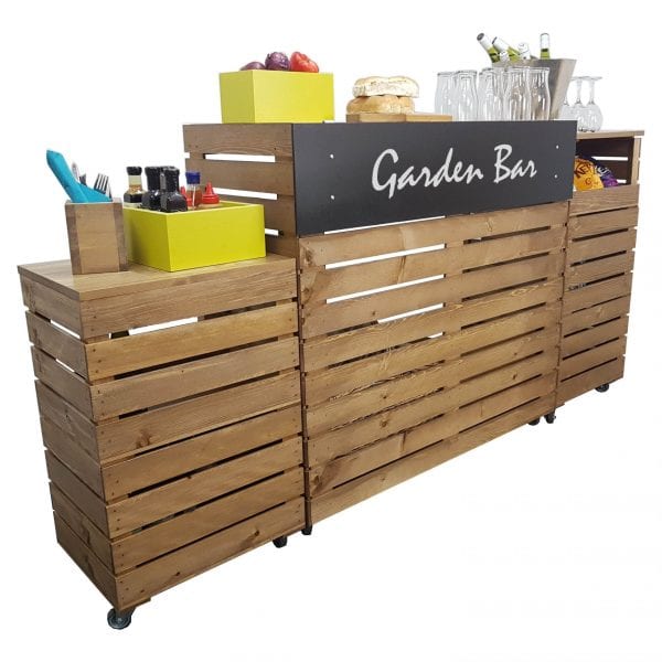 Pop up Garden Bar Front view with script