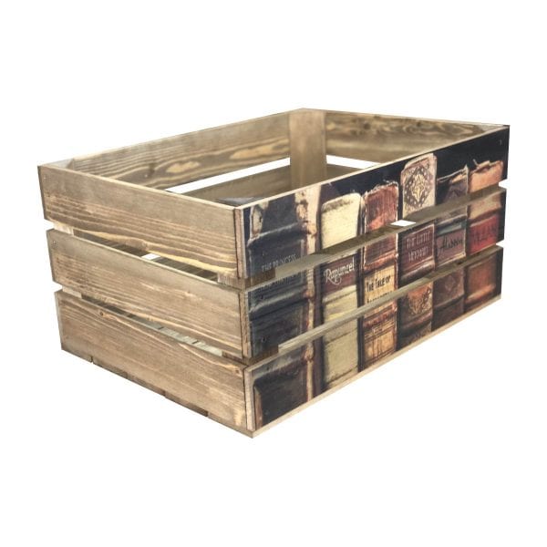 Printed Antique hard back books Crate 500x370x250