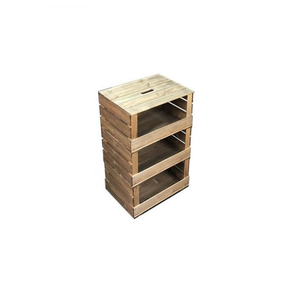 3 rustic crate tower storage unit 500x370x790