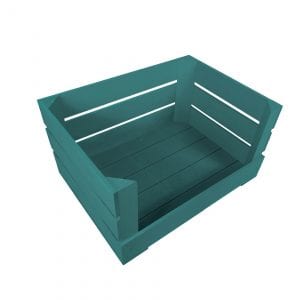 Turquoise Drop Front Painted Crate 500x370x250