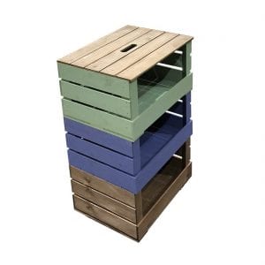 3 multi coloured crate tower storage unit 500x370x790