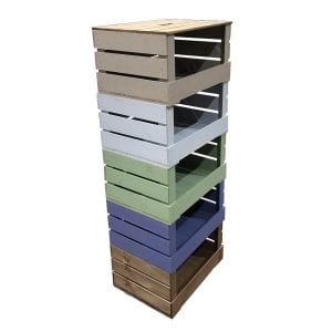5 multi coloured crate tower storage unit 500x370x1306