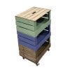 Mobile 3 multi coloured crate stacker crate system